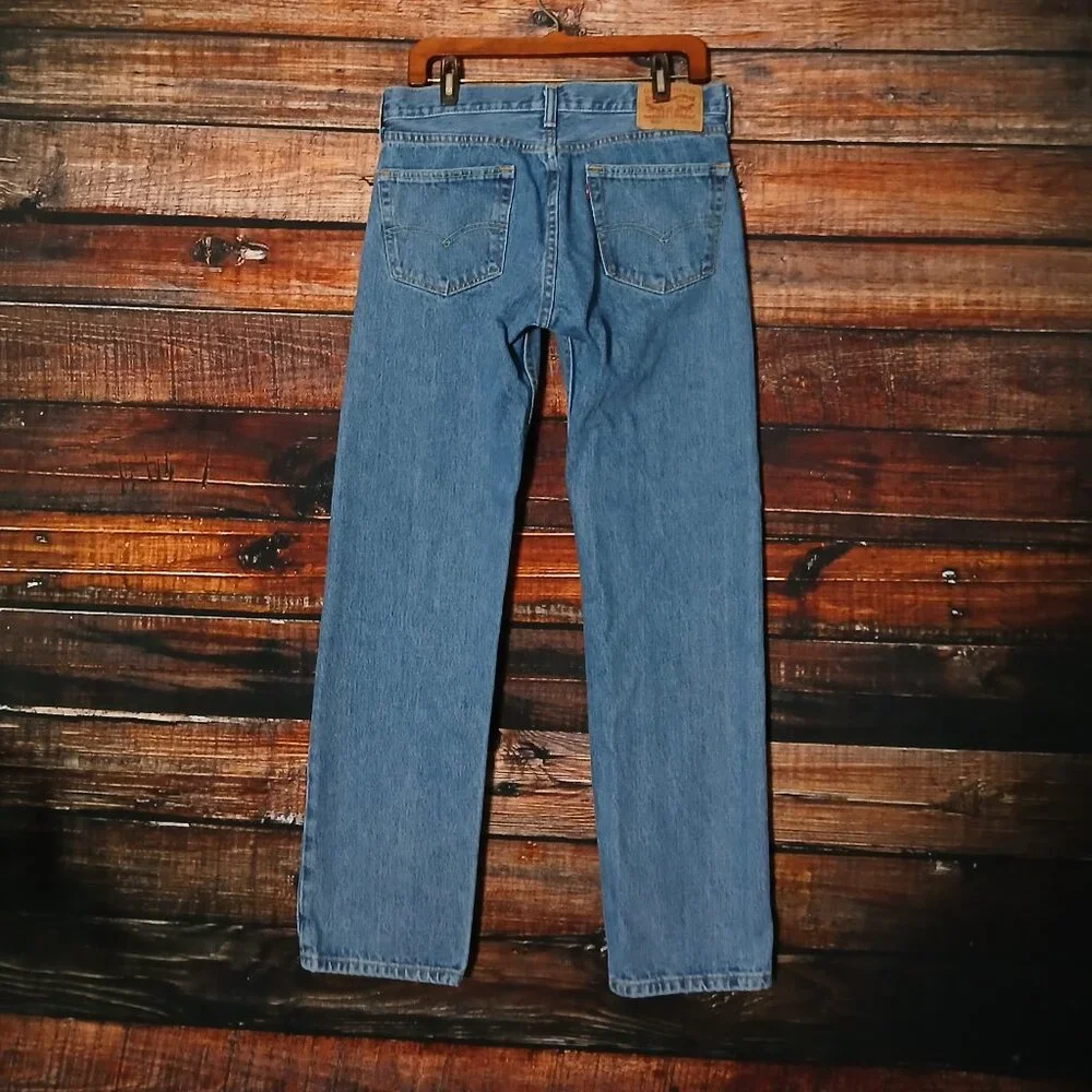 Levis 505 Jeans Mens 32X31 Straight Fit Blue Stonewashed Denim 100% Cotton